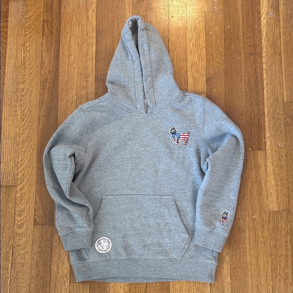 Youth Large Goat USA Brand Hoodie Gray